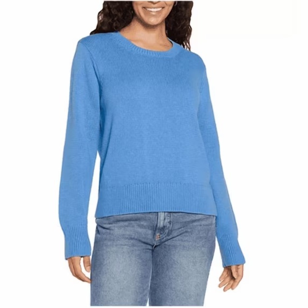 Gap Women Blue Crewneck Cotton Knit Pullover Sweater Size Large NWT